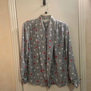 Alfred Dunner Red, Black White Chevron Blouse Size 12